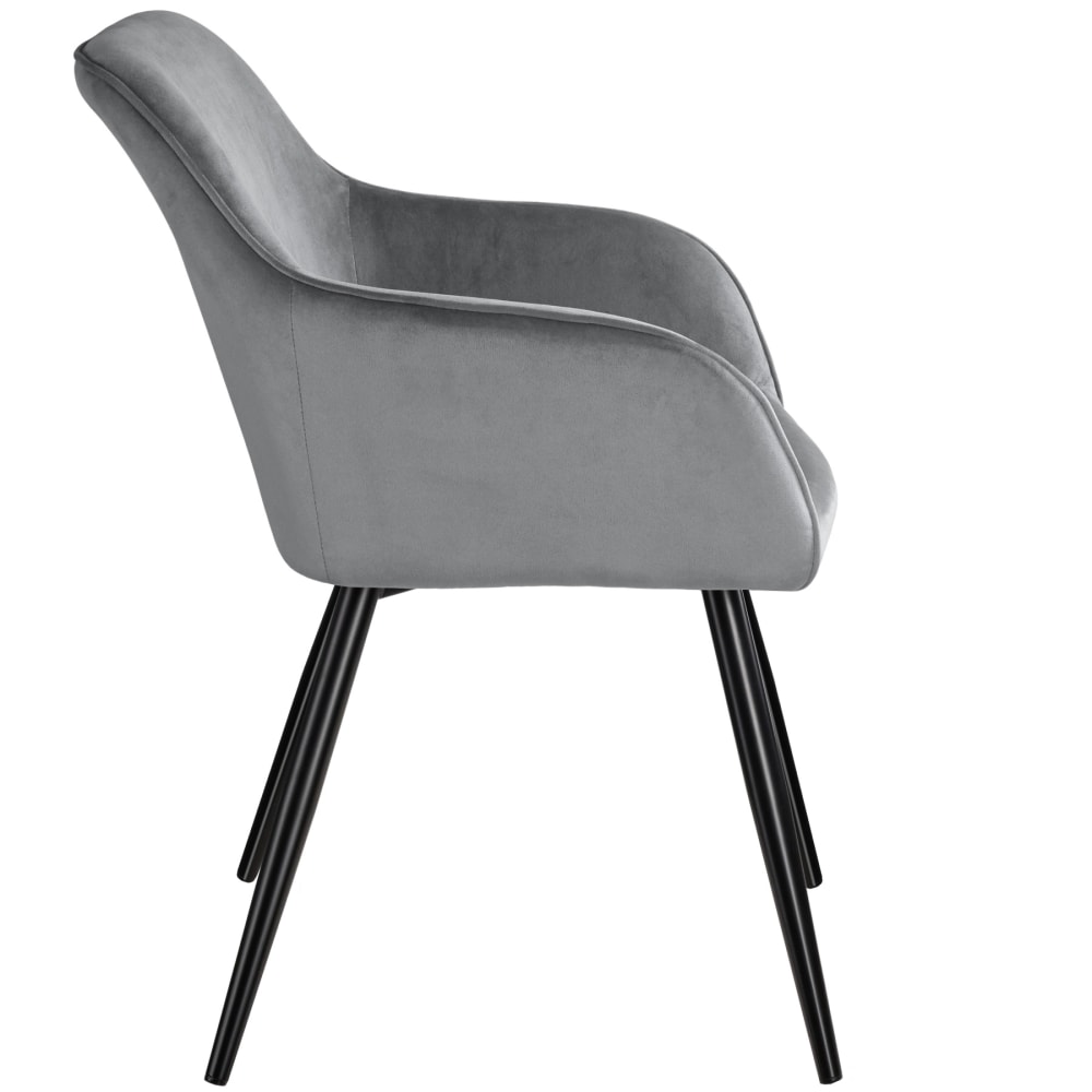 Sedia imbottita effetto velluto stile scandinavo grigio/nero -
