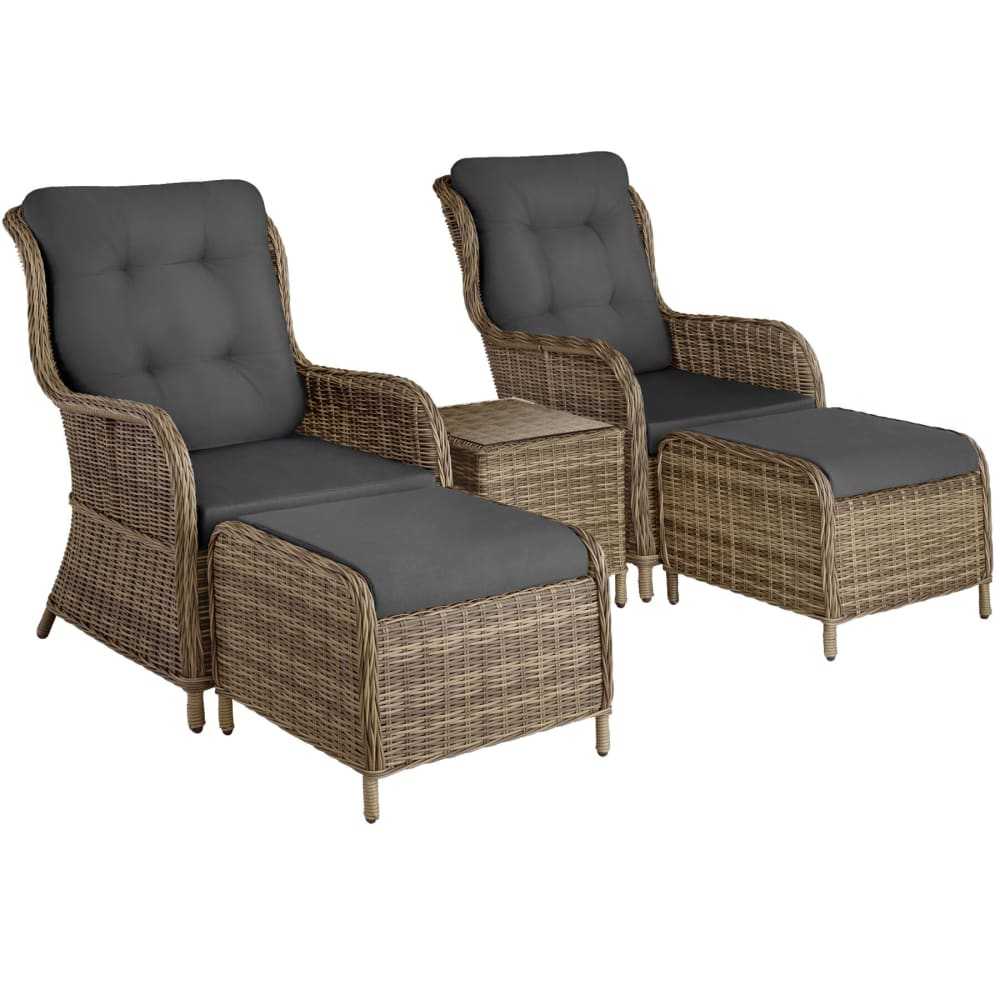 Salon de jardin 2 à 4 personnes assise confortable marron naturel