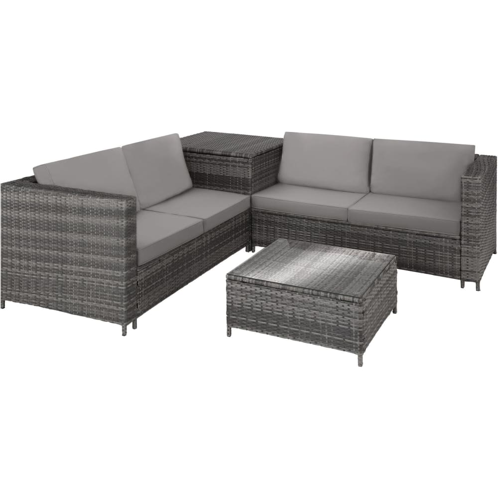 Canapé de jardin Lounge en rotin Pour 4 personnes gris/gris clair