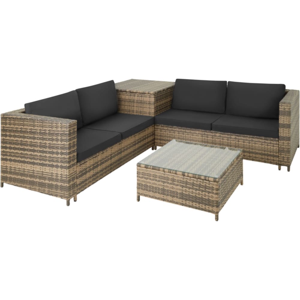 Canapé de jardin Lounge en rotin Pour 4 personnes marron/gris