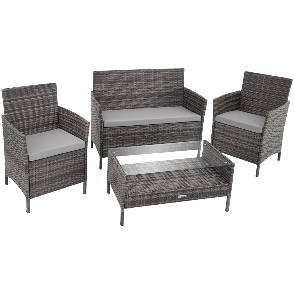 Set da giardino per 4 persone montaggio semplice grigio - Grigio - PVC - Cloruro di polivinile