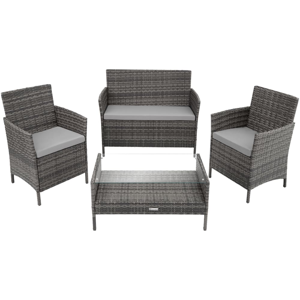 Set da giardino per 4 persone montaggio semplice grigio - Tectake
