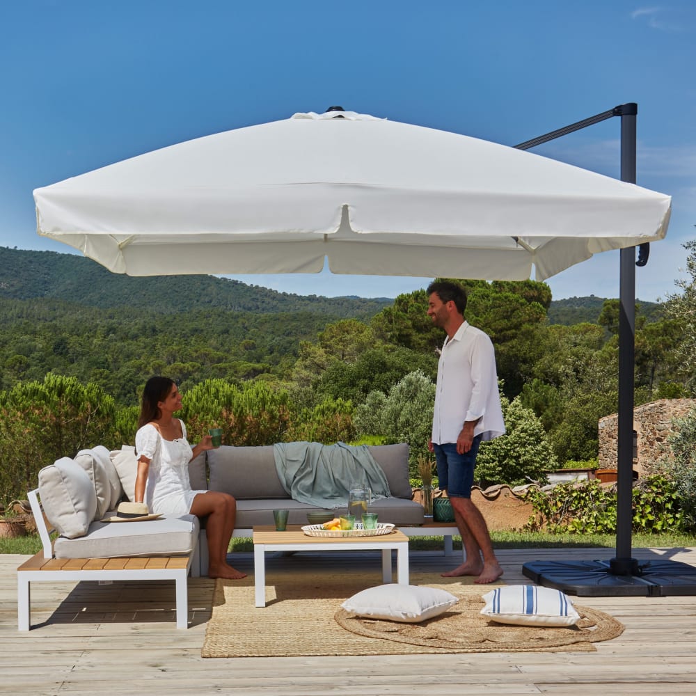 Parasol déporté inclinable blanc 3x3m