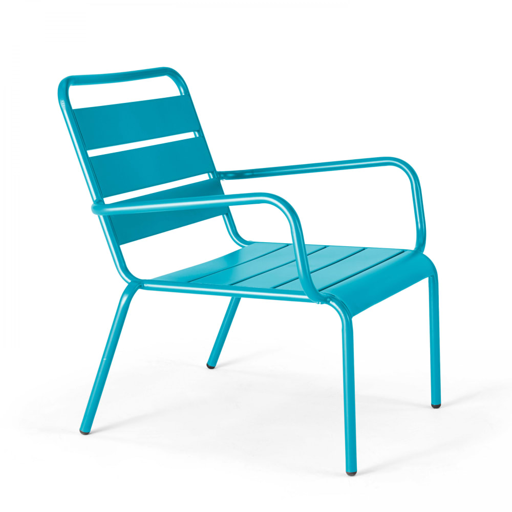 Fauteuil de jardin bas relax acier bleu