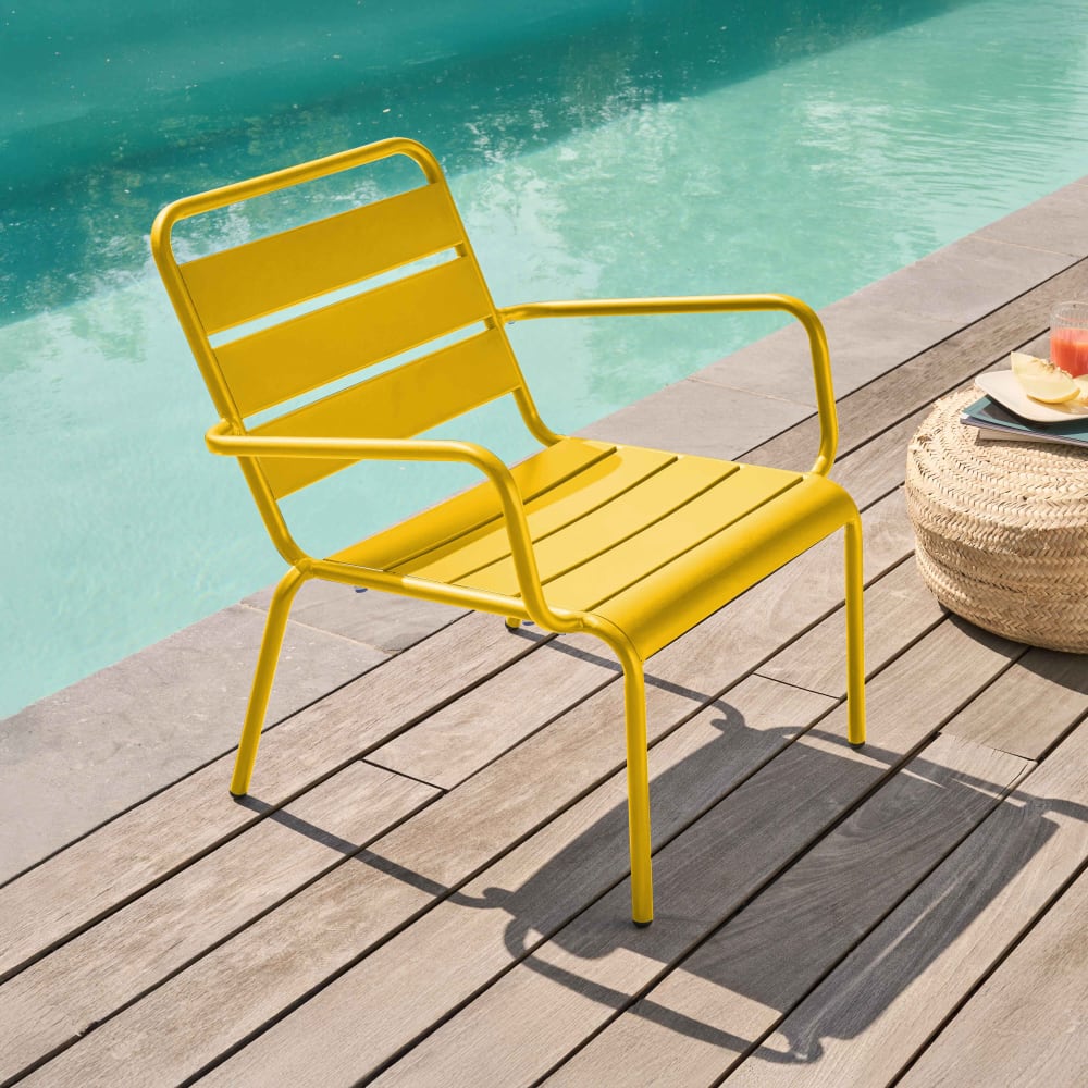 Fauteuil de jardin bas relax acier jaune