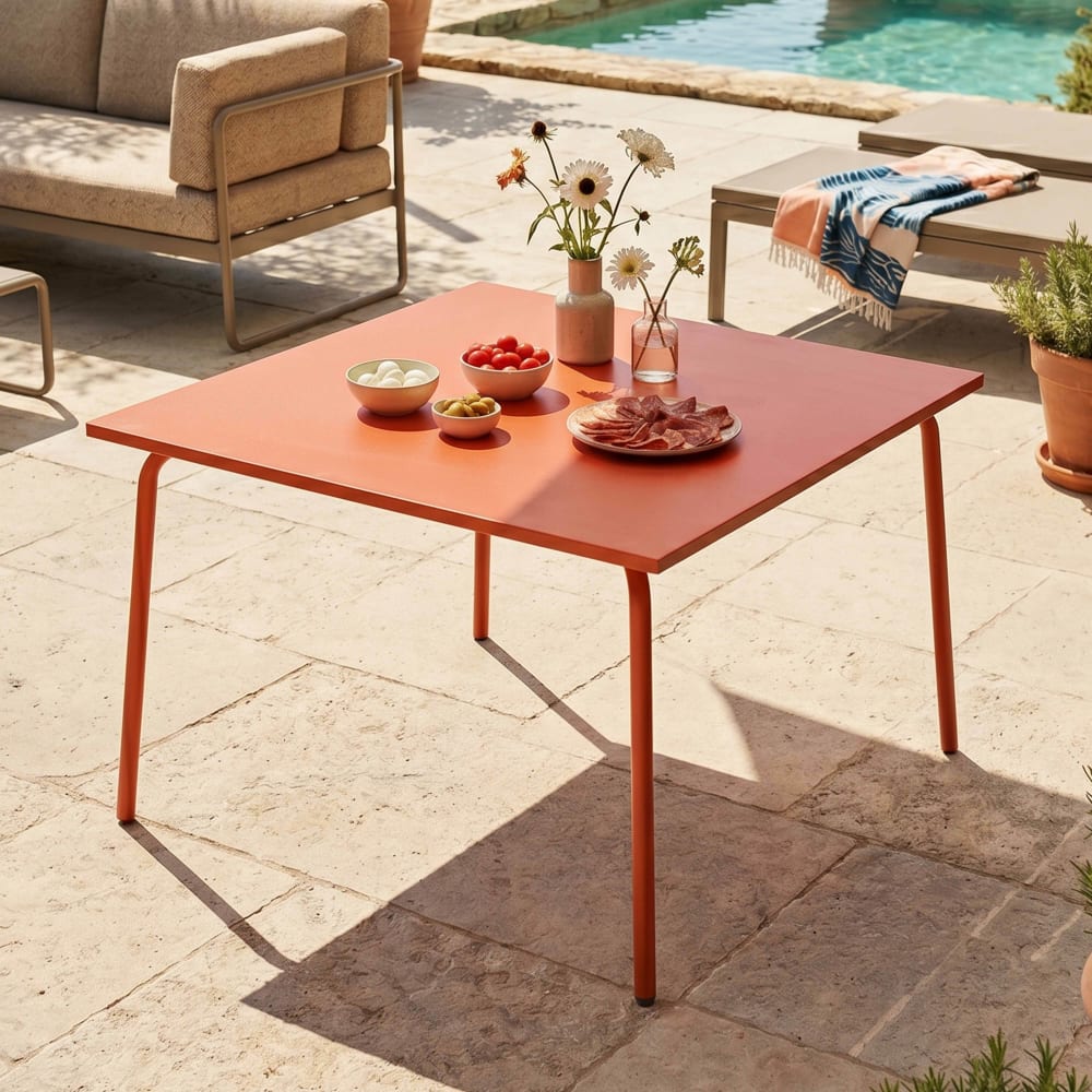 Quadratischer Gartentisch aus Metall Orange - Maisons Du Monde