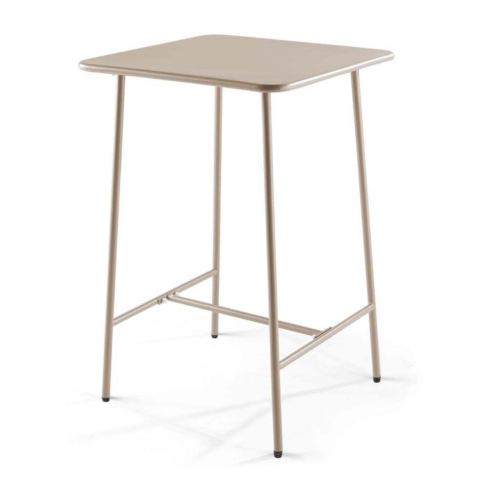 Table haute de jardin carrée en acier taupe