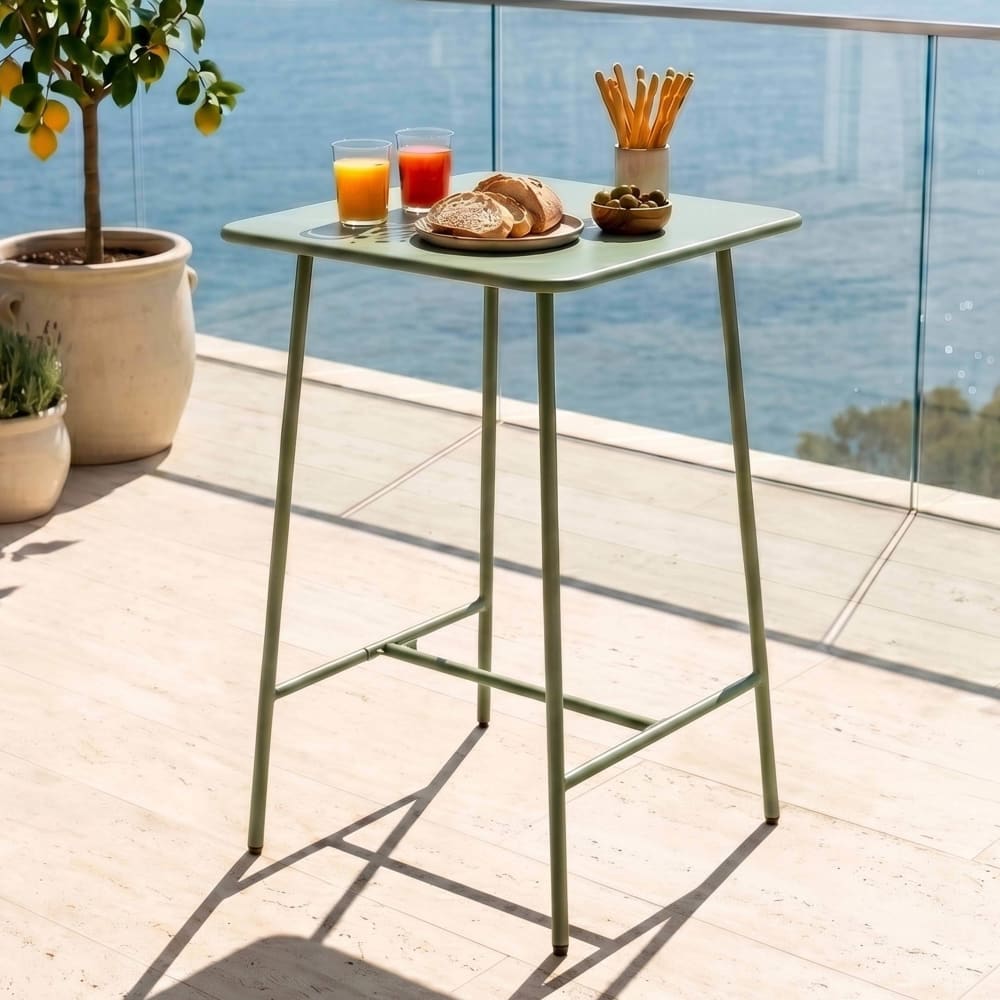 Quadratischer Bartisch aus Stahl in 70 x 70 x 105 cm Grüner