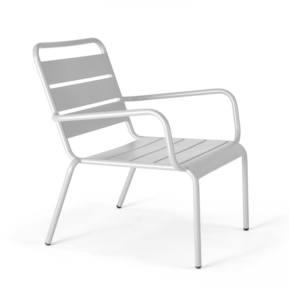 Fauteuil de jardin bas relax acier blanc