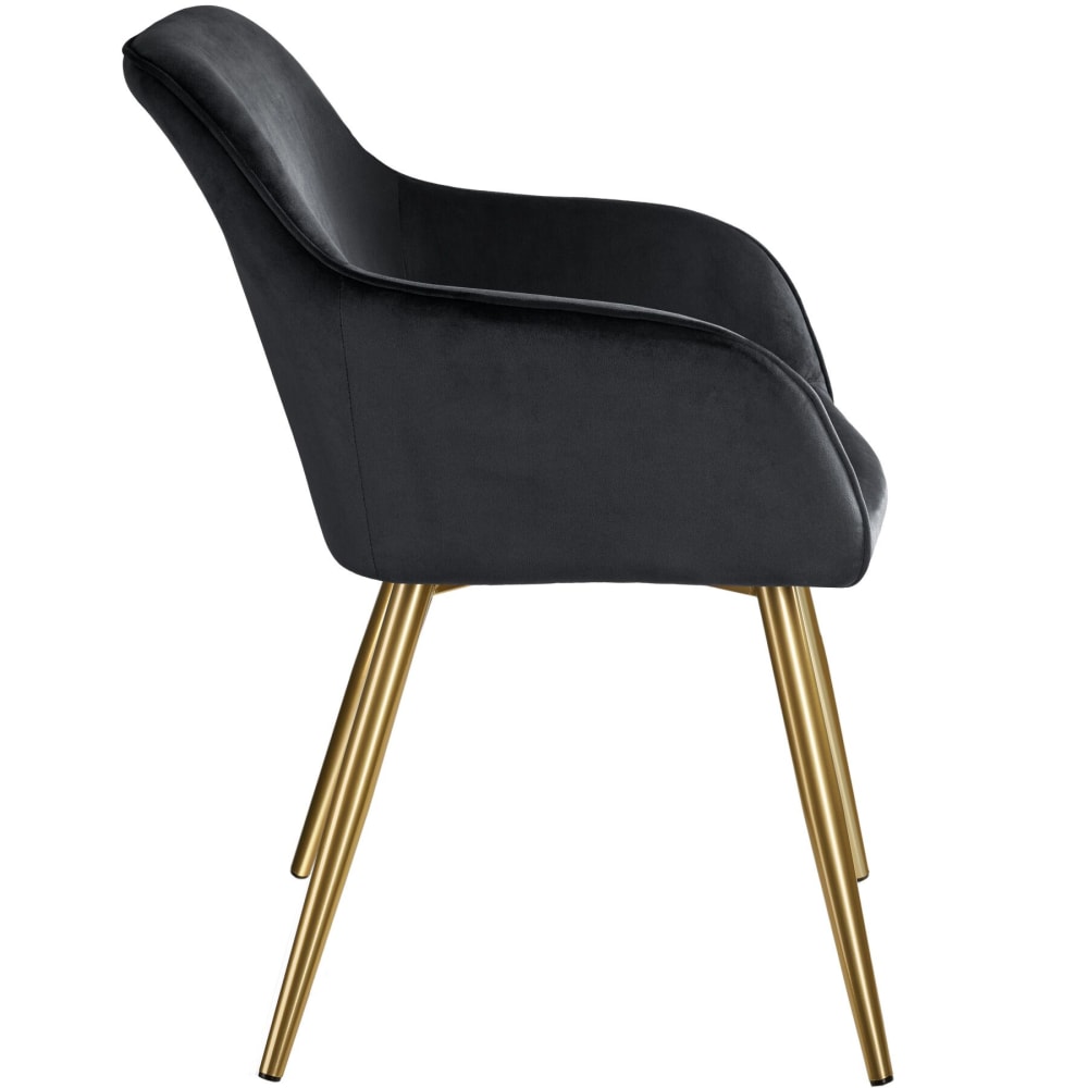 Sedia imbottita velluto nero/oro con schienale ergonomico -