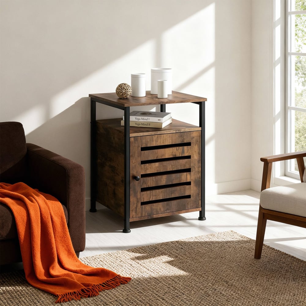 Armoire d'appoint en panneau de fibres 40,5x40,5x60,5 cm bois foncé