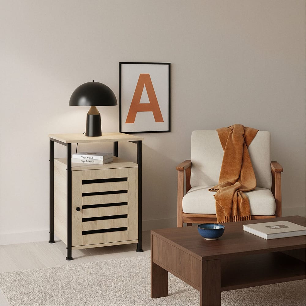 Armoire d'appoint en panneau de fibres 40,5x40,5x60,5 cm bois clair