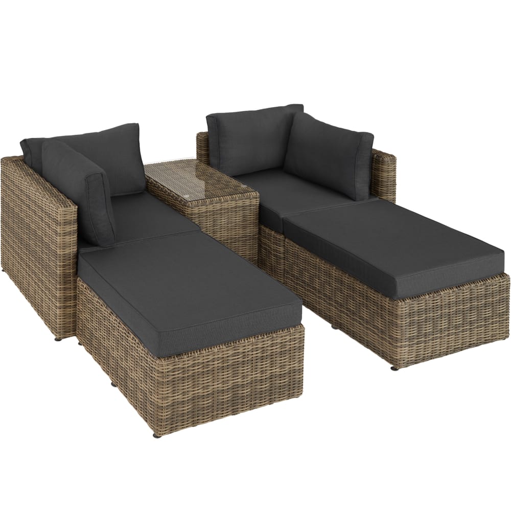 Canapé de jardin Lounge en rotin cadre en aluminium marron naturel