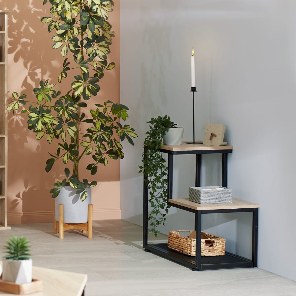 Tavolino stile industriale 60,5 x 35,5 x 60,5 legno chiaro - Modello Industriale - LEGNO