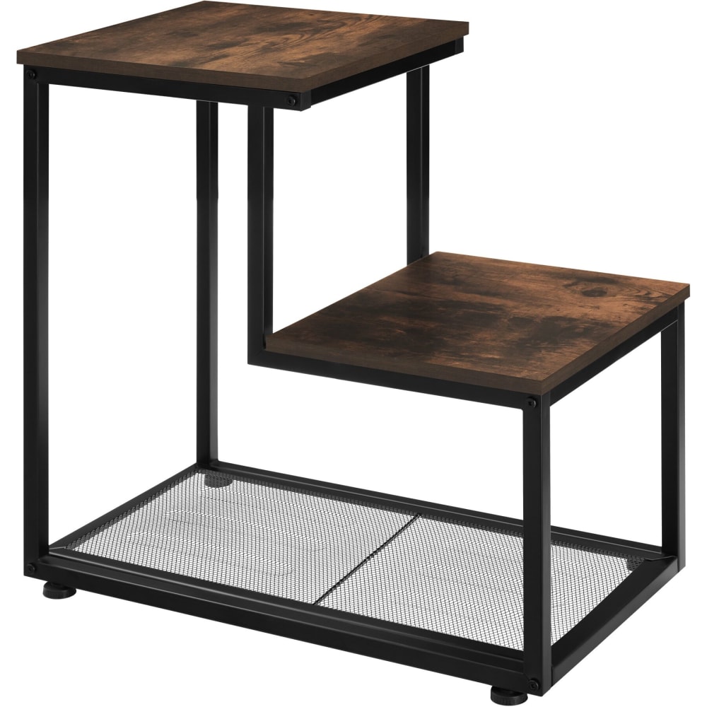 Tavolino stile industriale 60,5 x 35,5 x 60,5 cm legno scuro -