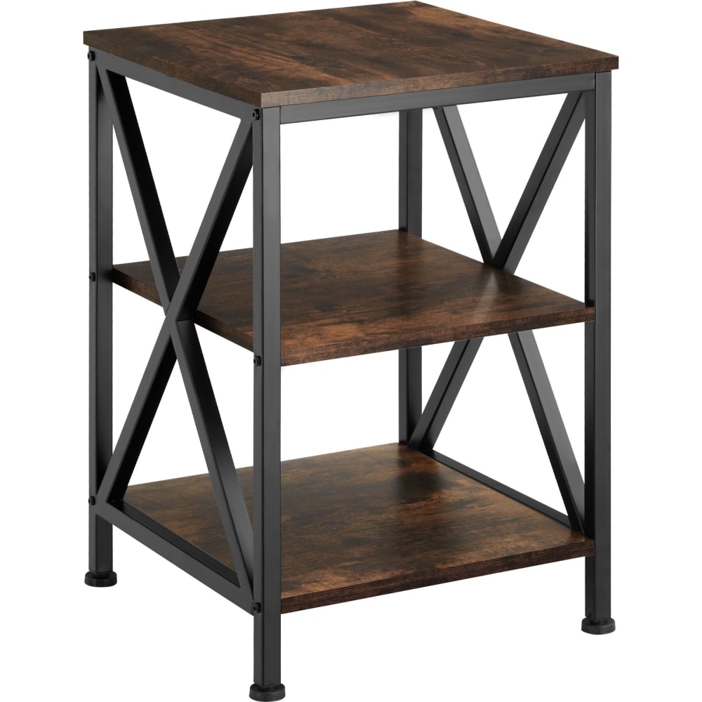 Table d'appoint 40,5 x 40,5 x 60,5 cm en panneau de fibres bois foncé