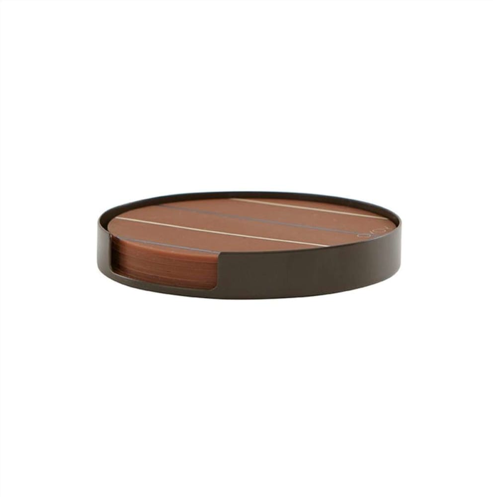 Sous-verre marron en métal et en silicone Ø9,4xH1,5cm