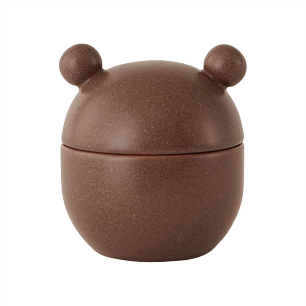 Bonbonnière marron en grès Ø9xH10,5 cm