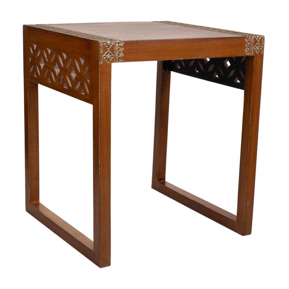 Mesa de madera y metal marrón 42x40x48
