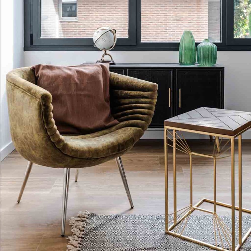 Mesa esquinera de madera y metal - Maisons du Monde