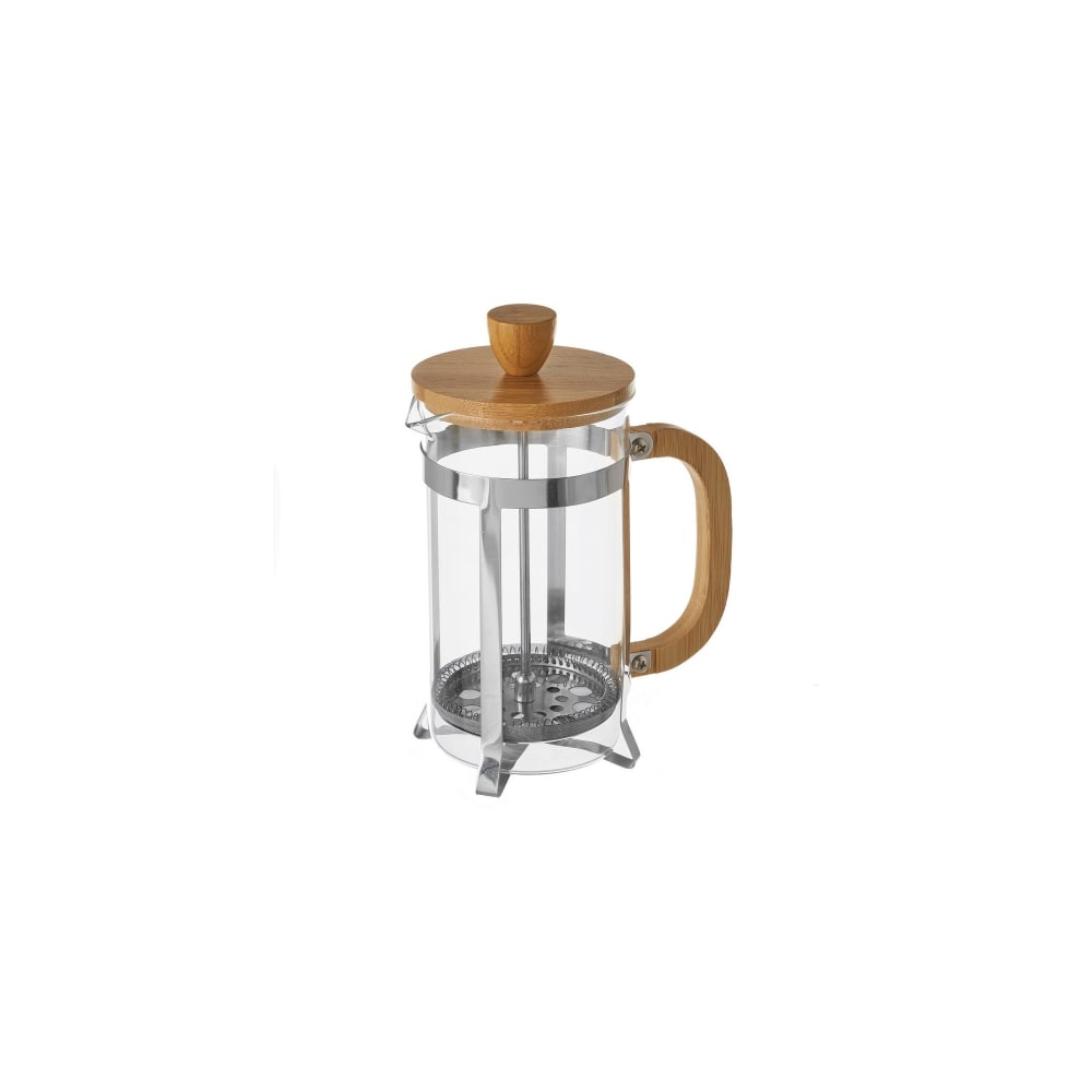 Cafetière à piston en verre transparent et bambou 600ml