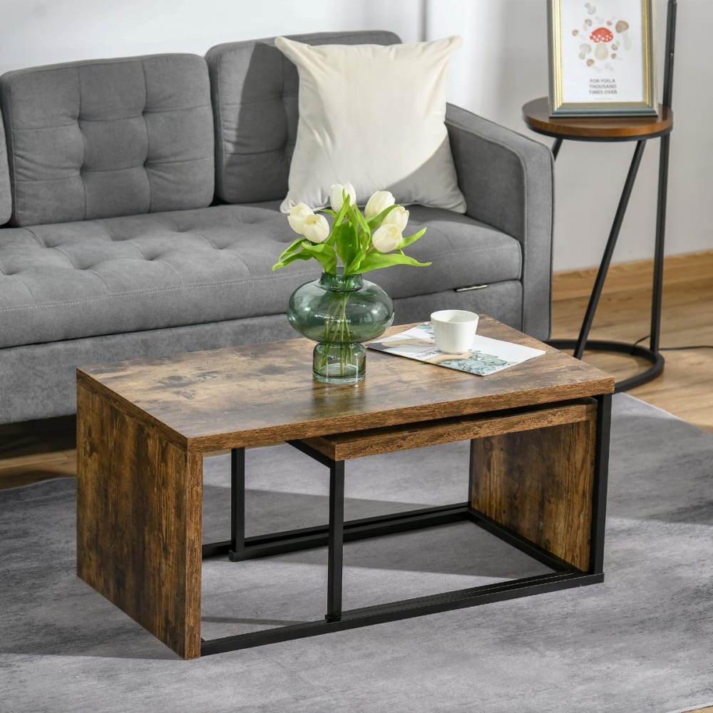 Set 2 mesas centro 90x48x42 cm marrón rústico - Maisons du Monde