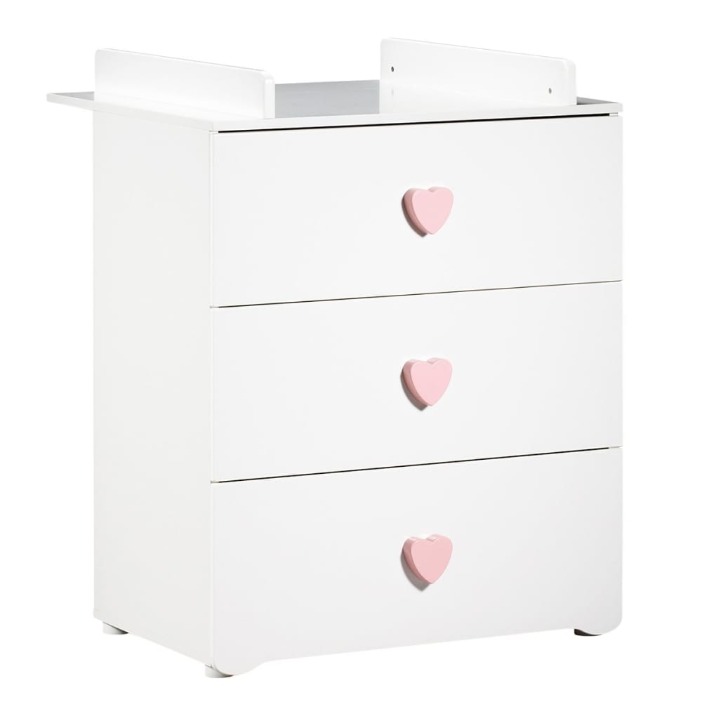 Commode+à+langer+New+Basic+Boutons+coeur+rose
