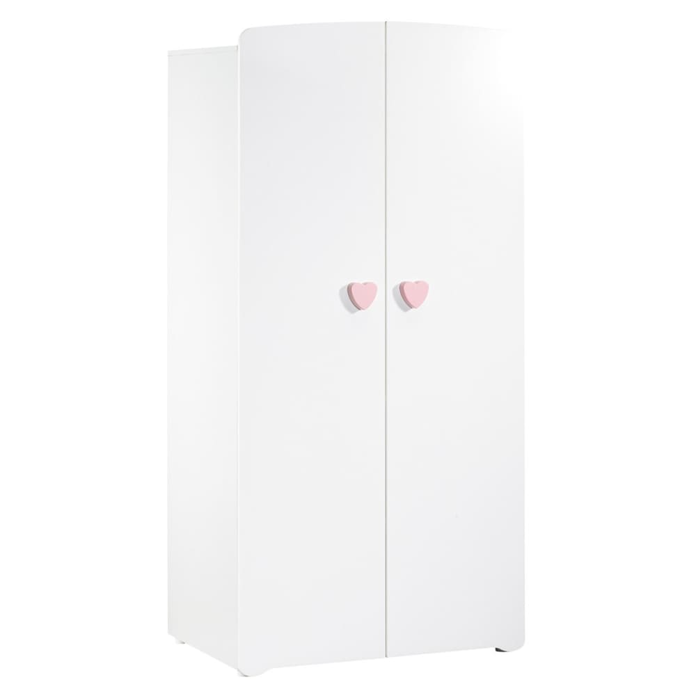 Armoire+2+portes+New+Basic+Boutons+coeur+rose