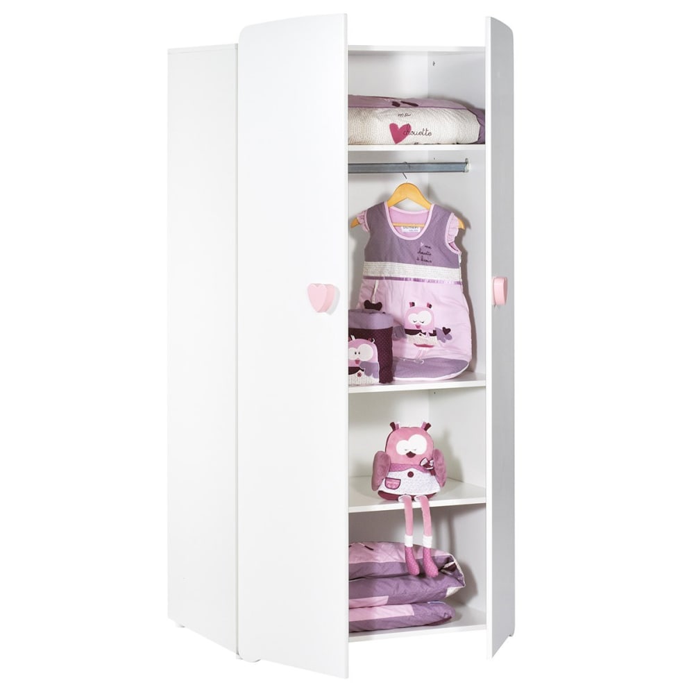 Armoire 2 portes New Basic Boutons coeur rose - Maisons du Monde