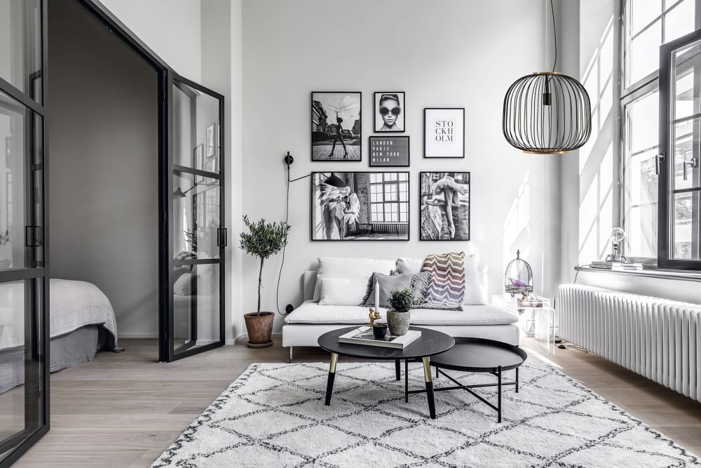 Lámpara de techo Owen negra de metal y madera Ø48 cm E27 - Maisons du Monde