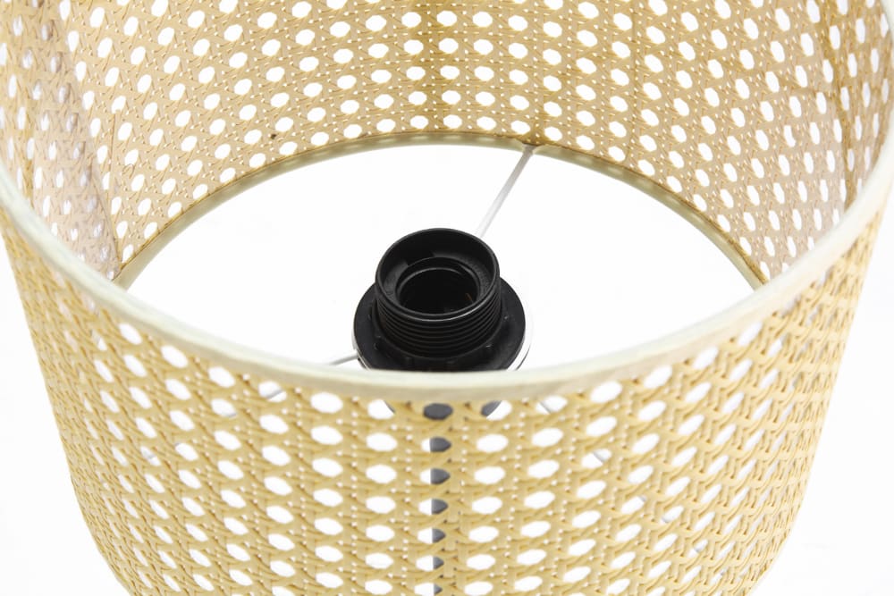 Lámpara mesa Eider mimbre sintético beige ymetal negro 45 cm E27 - Maisons du Monde