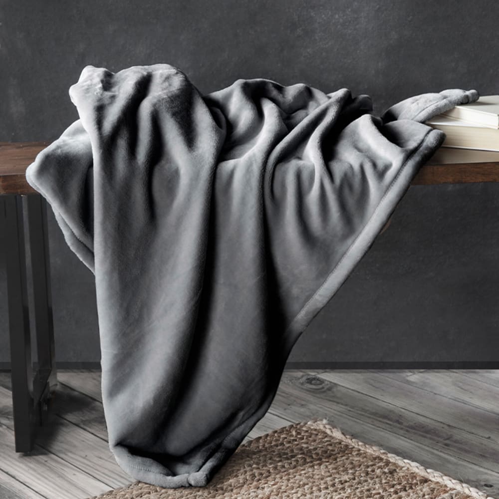 Plaid flanelle douceur gris foncé 220x240cm