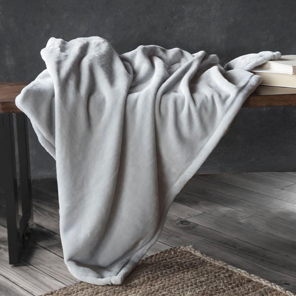 Plaid flanelle douceur gris glacier 220x240cm