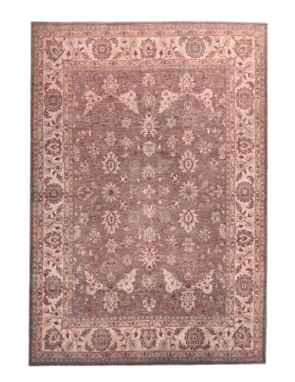 Tapis floral tissé plat - marron 070x140 cm
