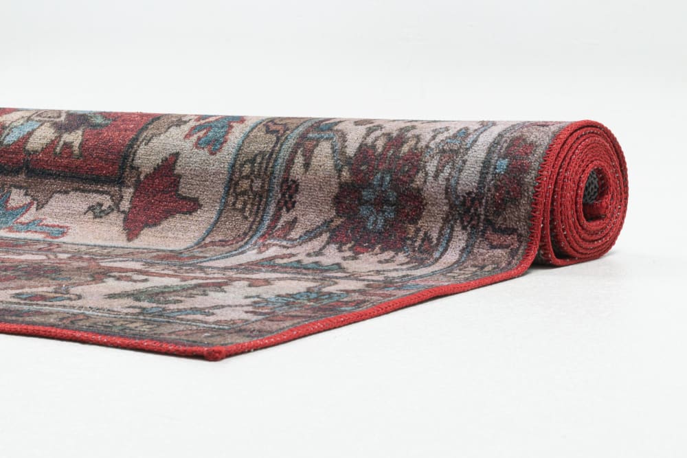 Tapis vintage tissé plat - rouge 090x160 cm - Maisons du Monde