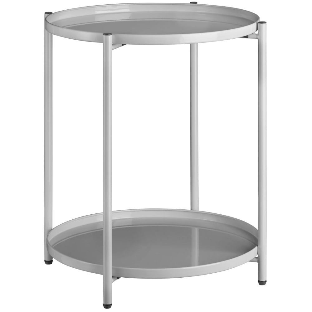 Table d'appoint en acier 2 niveaux style industriel gris Table d'appoint en acier 2 niveaux style industriel gris