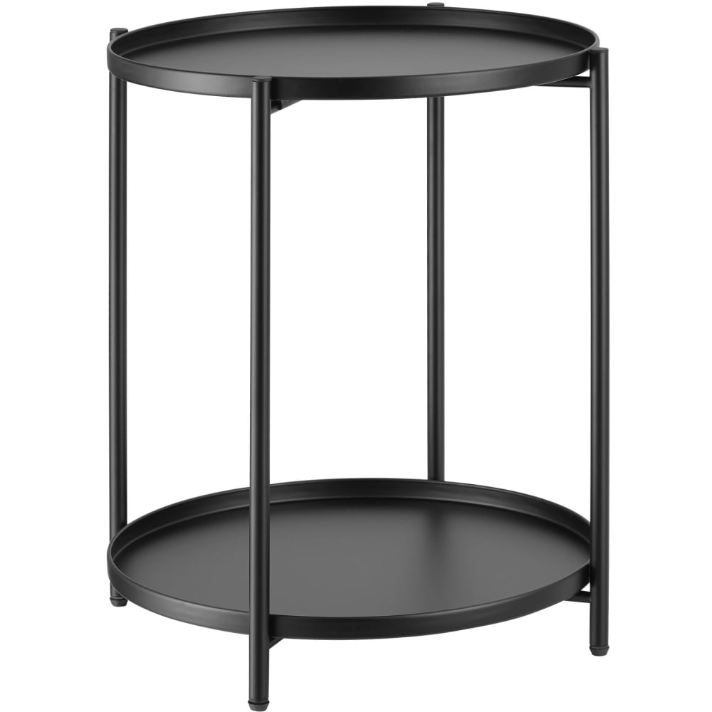 Table d'appoint ronde en acier 45,5 x 45,5 x 53 cm noir Table d'appoint ronde en acier 45,5 x 45,5 x 53 cm noir