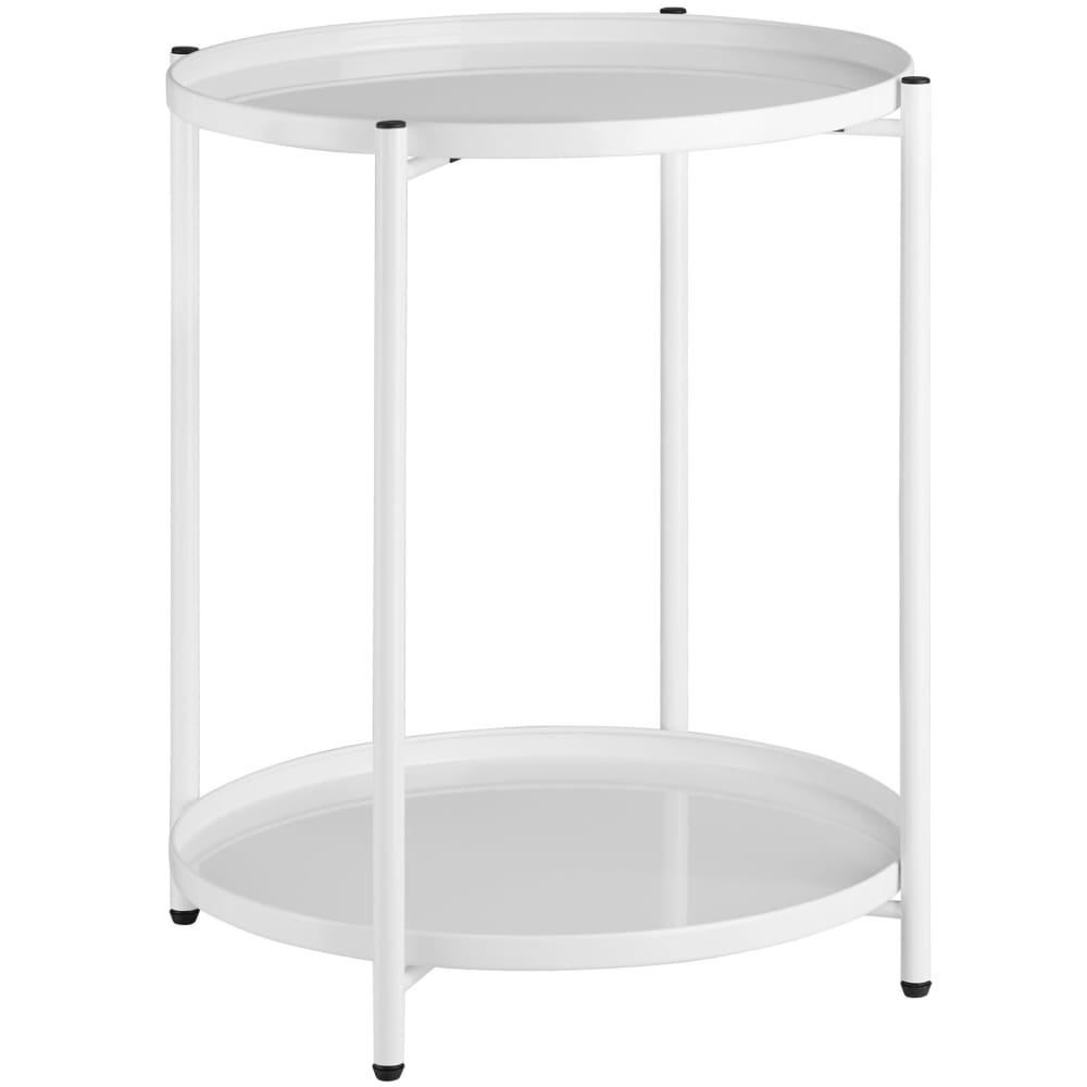 Table d'appoint en acier 2 niveaux style industriel blanc Table d'appoint en acier 2 niveaux style industriel blanc