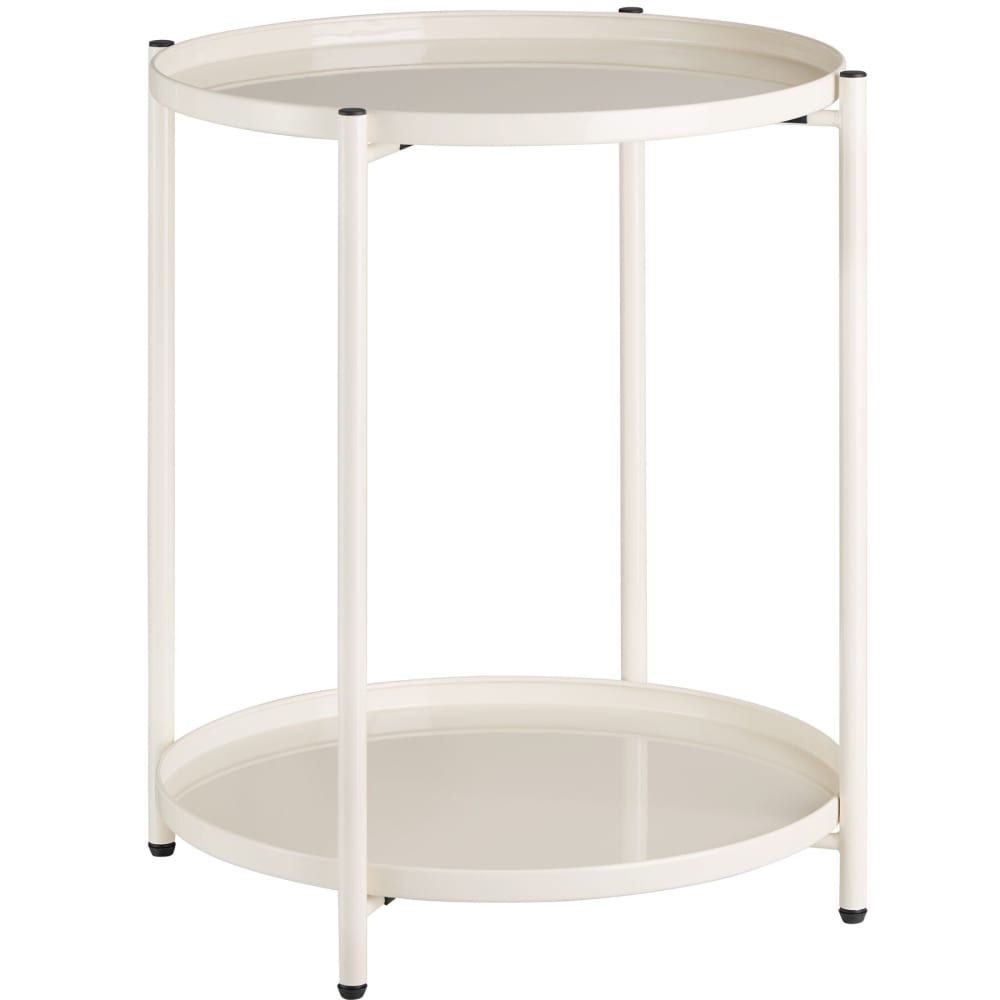Table d'appoint au style industriel avec plateaux amovibles crème