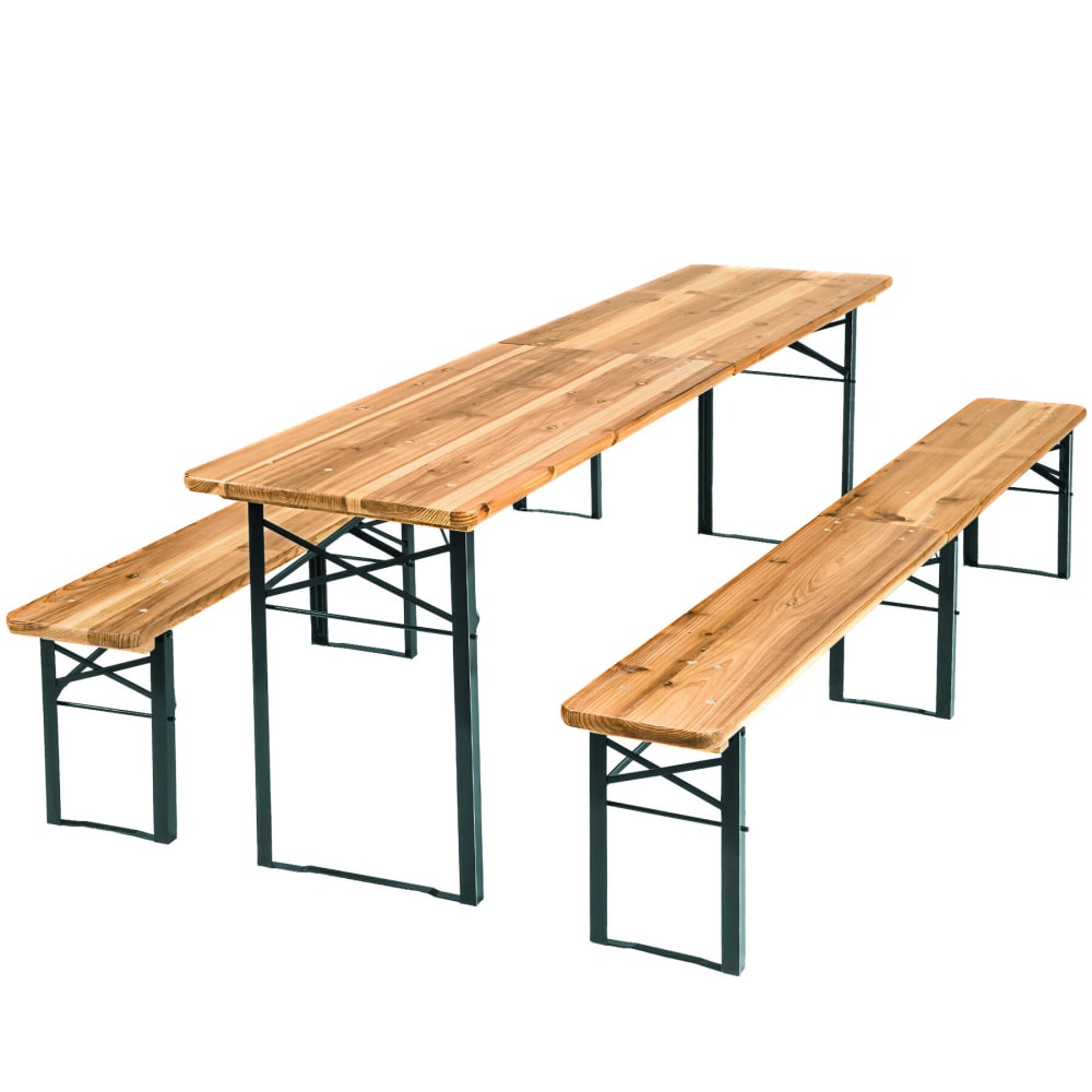 Table de jardin pliante avec bancs marron