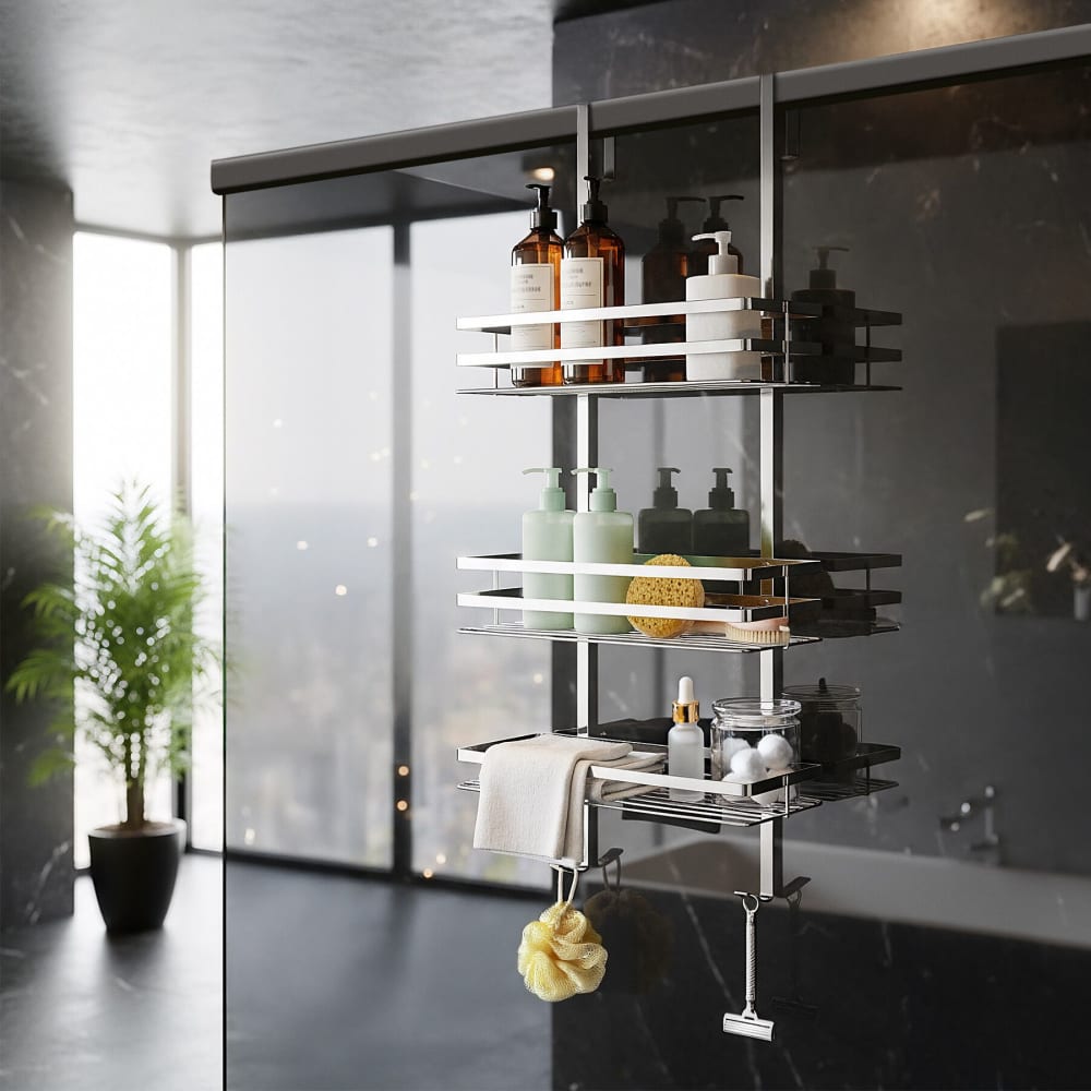 Scaffaletto per la doccia da appendere in acciaio inox - Argentato - Acciaio inossidabile