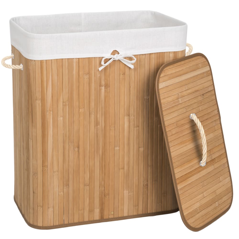 Panier à linge rectangulaire en Bambou beige