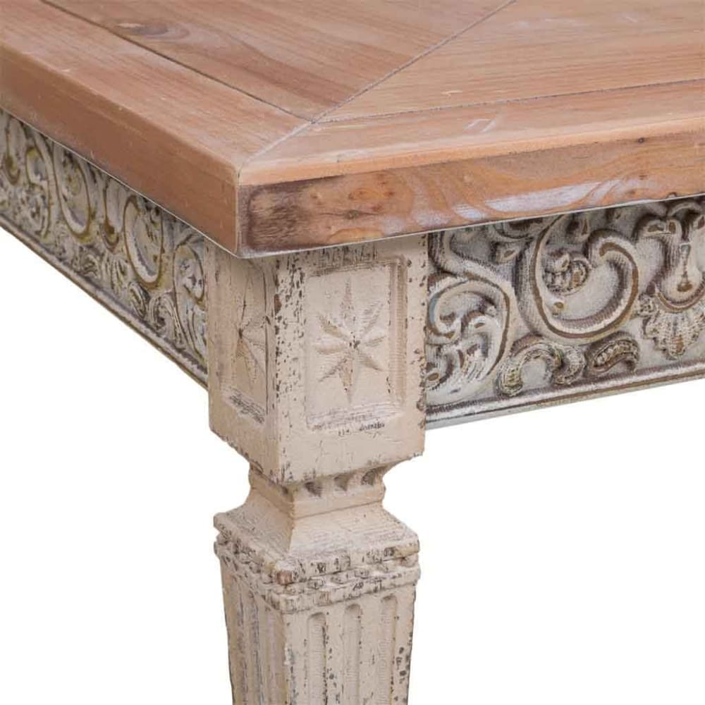 Table d’appoint blanc vieilli et naturel 123x63x50h - Maisons du Monde