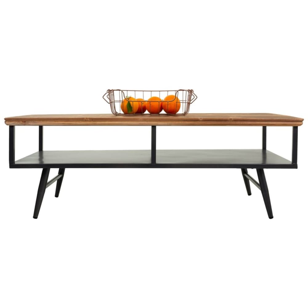 Mesa de centro de metal y madera negra 125x65,5x44 - Maisons du Monde