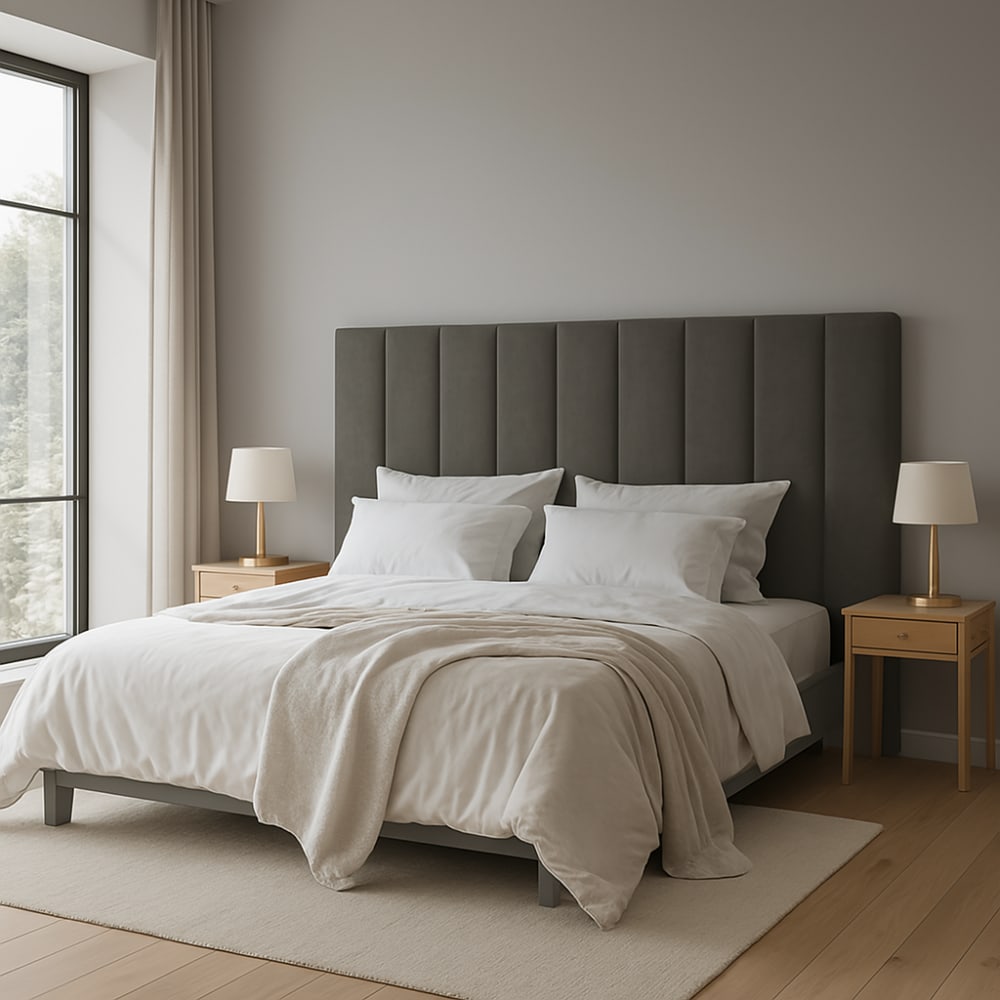 Cabecero de líneas verticales gris antracita, cama 105 cm, 115x120 cm - Maisons du Monde