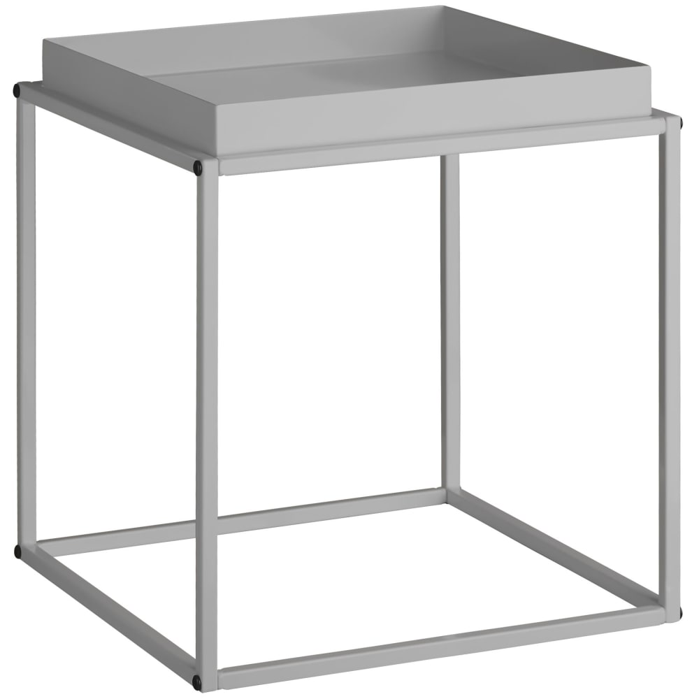 Table d'appoint en acier avec étagère sous forme de tablette gris Table d'appoint en acier avec étagère sous forme de tablette gris