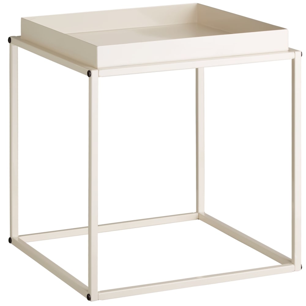 Table d'appoint en acier empilable avec une étagère crème Table d'appoint en acier empilable avec une étagère crème