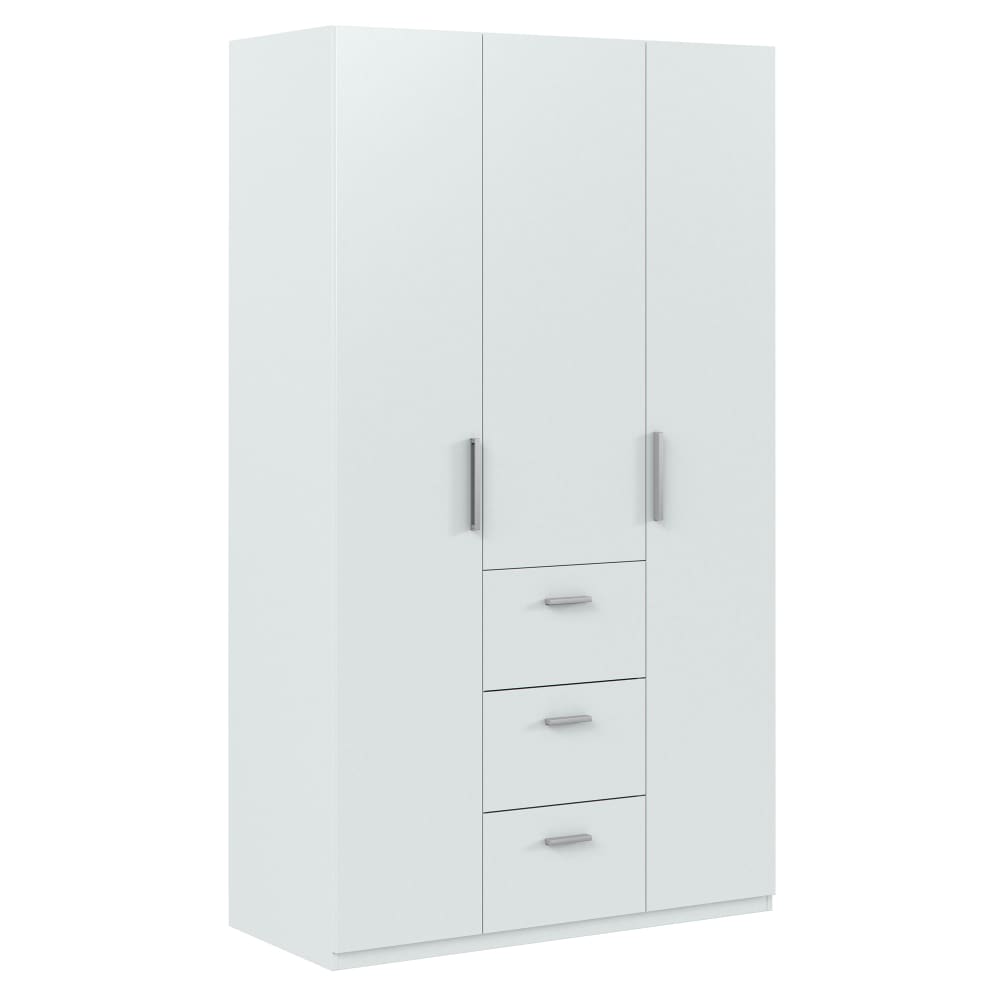 Armario ropero 3 puertas 3 cajones color blanco brillo, 117 cm ancho - Maisons du Monde