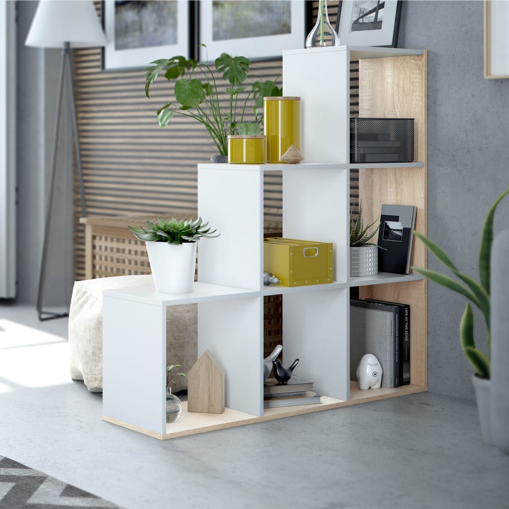 Étagère bibliothèque couleur blanc/chêne,  salle à manger ou Bureau