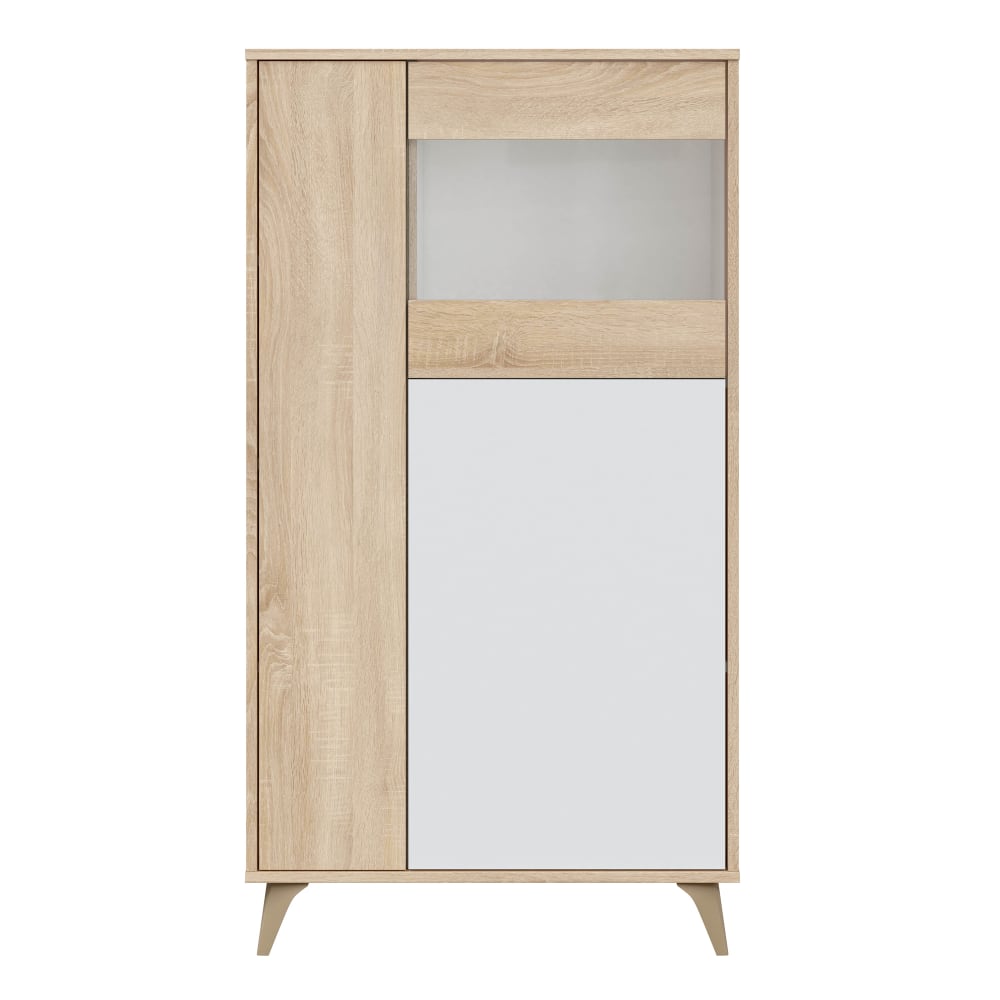 HOMN Vitrina 3 puertas color roble/blanco